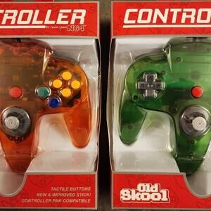 2 N64 Controllers - Fire Orange & Jungle Green (NEW) Nintendo64, Funtastic Color